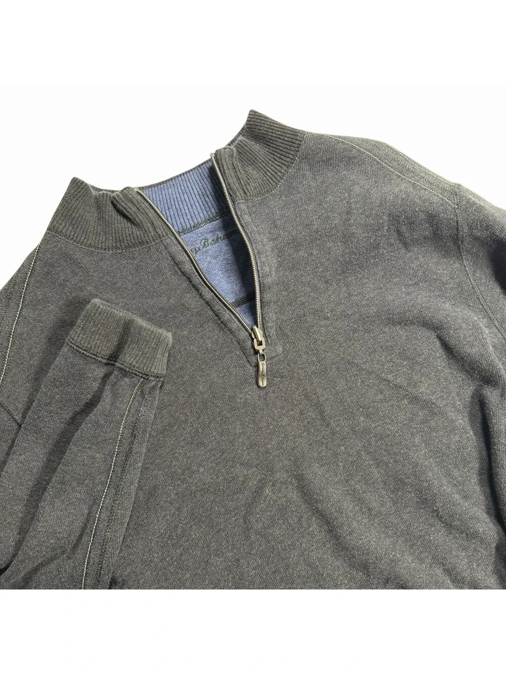 Tommy Bahama 100% Cotton Quarter-Zip Mock Neck Sweater Size Large